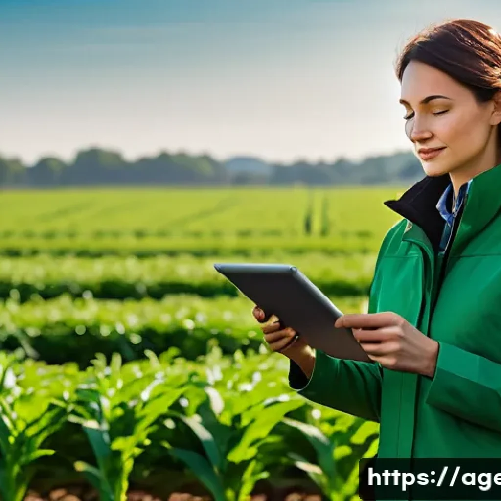 농업환경기술자 시험일정 및 응시 조건 - A professional female agricultural environmental engineer, in her early 30s, stands confidently in a...